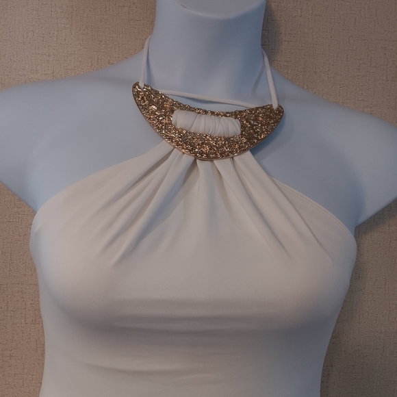 Michael Kors Top Cruise Collection  Gold Hardware Metal Neck Piece White Size 8 - Picture 4 of 5